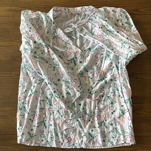 LOFT Women's White Vegetable Printed Tie-Neck Blouse